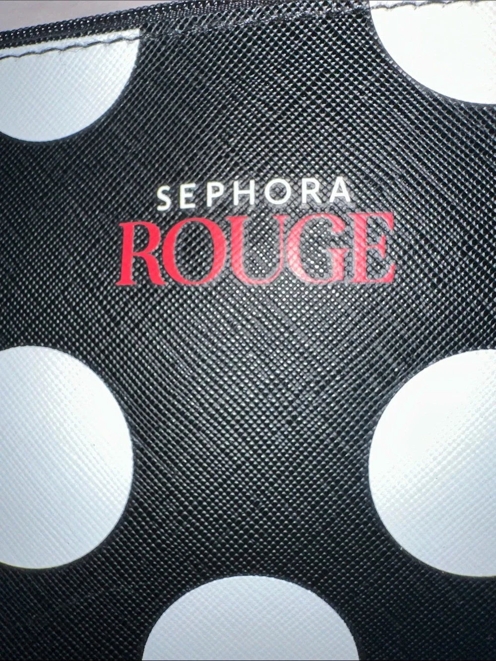 NWOT Sephora Rouge Black and White Polka Dot Cosmetic Bag medium size